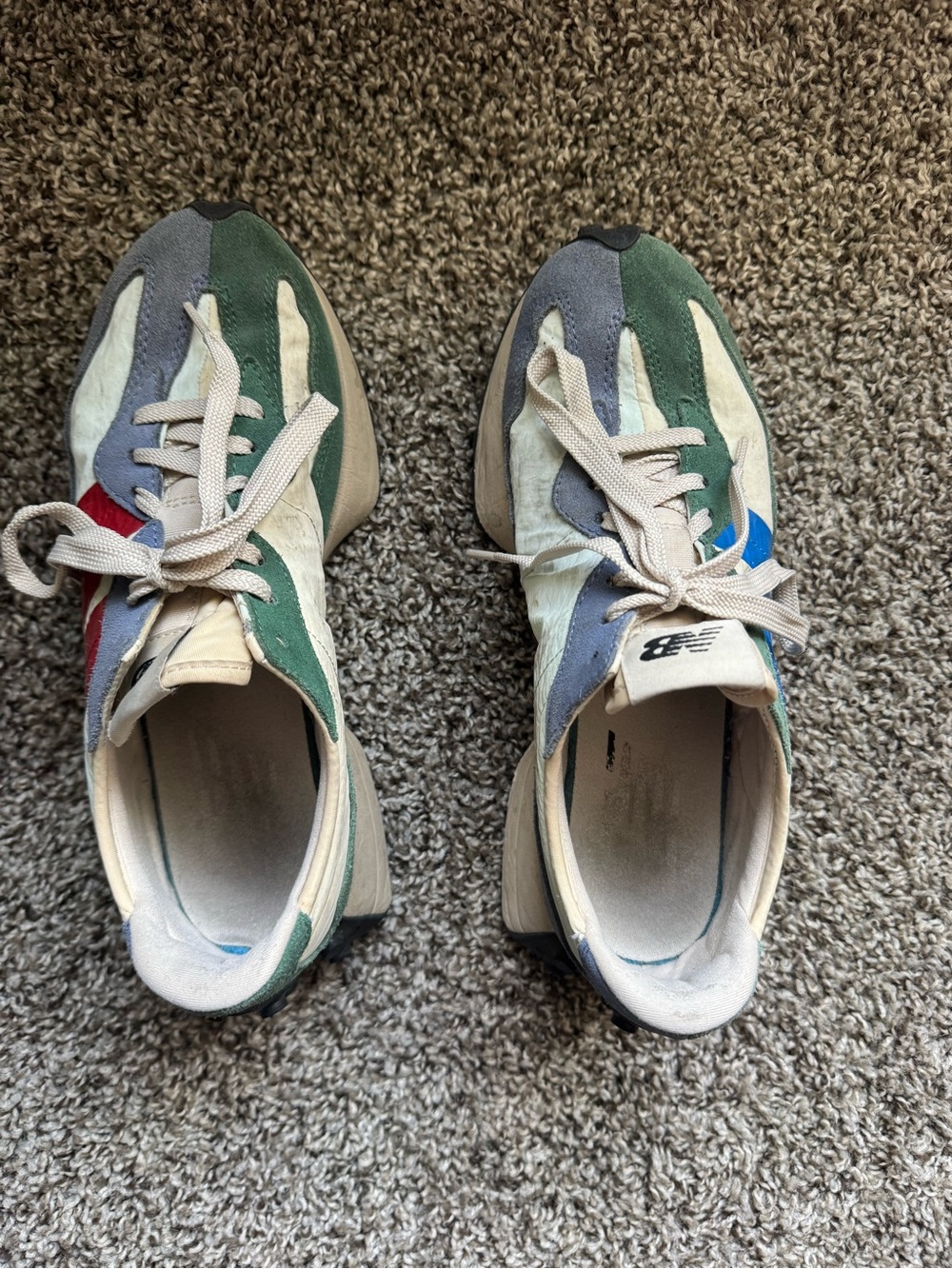 New Balance Multicolor Suede & Mesh Sneakers - Green, Blue, Red, Cream